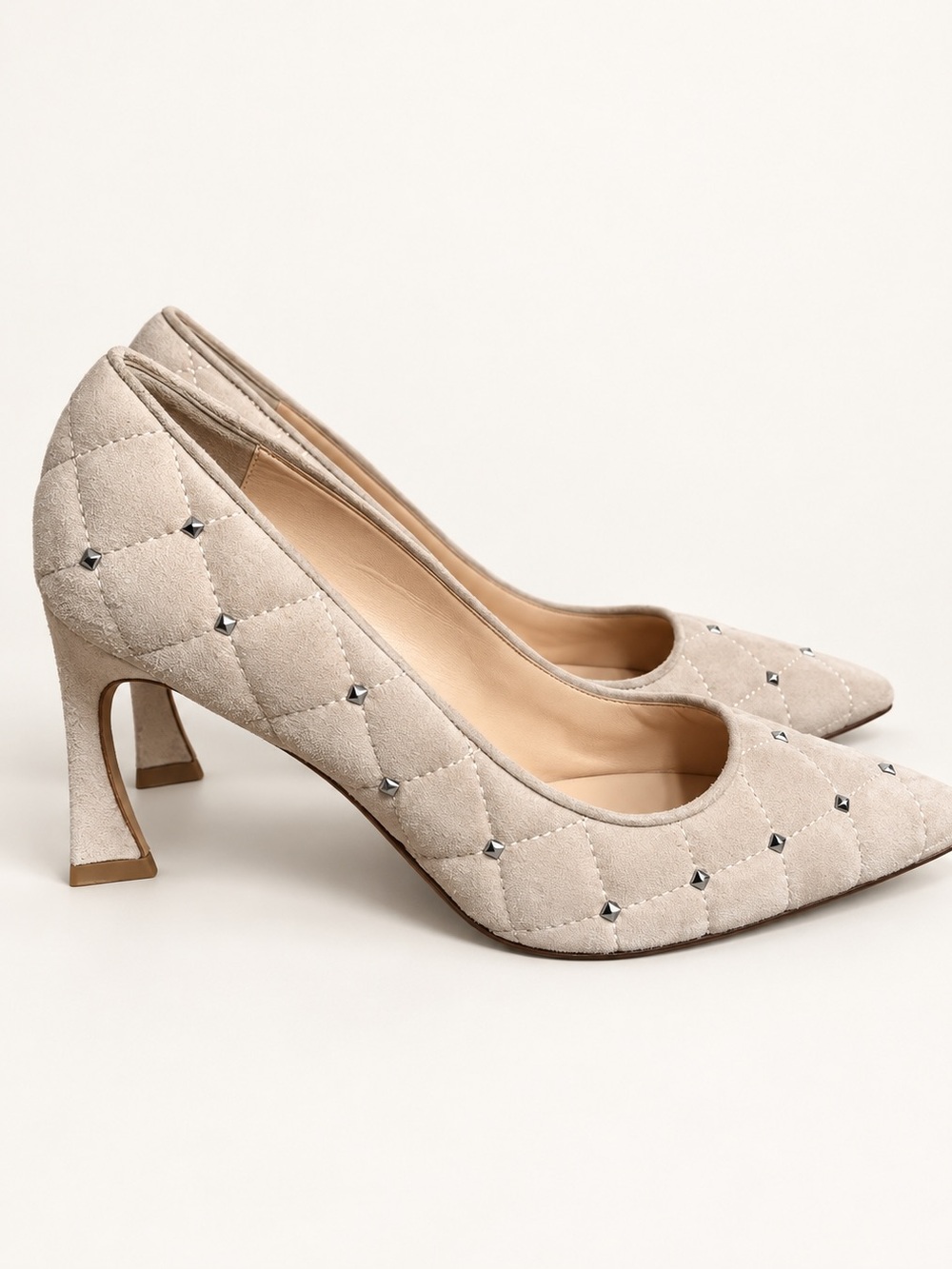 Pancaldi for Diane B. Women’s Suede Studded Heels sz 37.5 (US 7) NEW # box A35